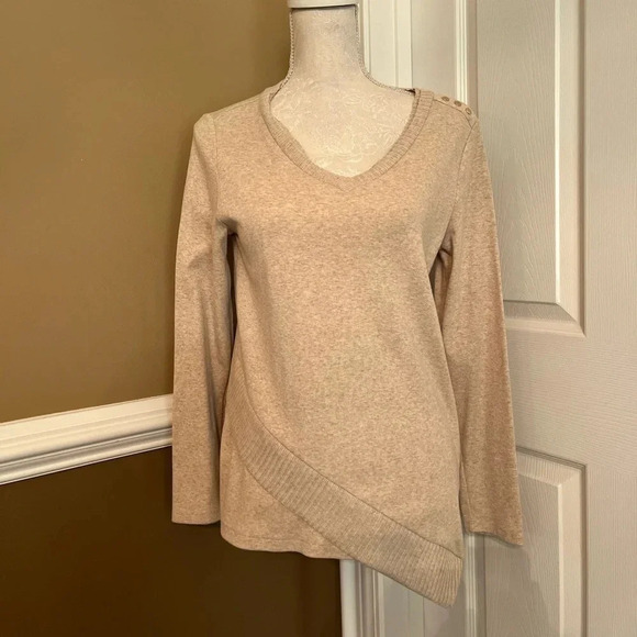 Rafaella Tan Asymmetrical Sweater Women’s Size Small Petite - Picture 2 of 11
